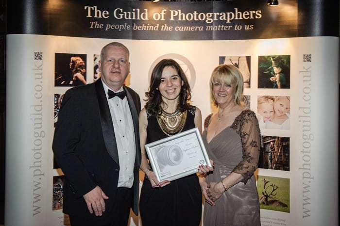 Stephanie receiving her award from Steve and Lesley Thirsk, Directors of The Guild Of Photographers